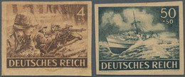 Deutsches Reich - 3. Reich: 1943, 4 + 3 Pf Und 50 + 50 Pf Wehrmacht, Jeweils Als Ungezähnte Probedru - Unused Stamps