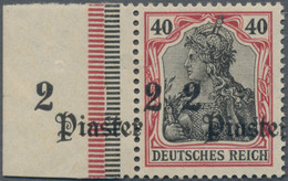 Deutsche Post In Der Türkei: 1905, 2 Pia. Auf 40 Pfg. Rötlichkarmin/schwarz Mit Stark Verschobenem A - Turchia (uffici)