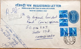 INDIA 1976 CAMP POST OFFICE POST MARK  E.P-562 REGISTERED LETTER RAILWAY STAMP AFFIXED - Buste