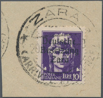 Dt. Besetzung II WK - Zara: 1943, 10 Lire Violet, Mit Aufdruck "Deutsche Besetzung Zara", Mit Platte - Occupazione 1938 – 45