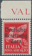 Dt. Besetzung II WK - Zara: 1943: 10 L Flugmarke Rot Mit Aufdruck Type I "Deutsche Besetzung Zara", - Occupazione 1938 – 45