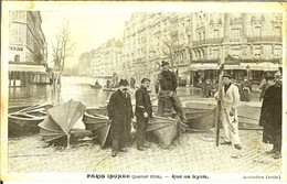 75 PARIS RUE DE LYON INONDATIONS DE 1910 IL N Y AVAIT PAS DE CONFINEMENT ET POURTANT PAS GRAND MONDE DANS LES RUES - Inondations De 1910