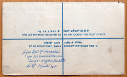 INDIA 1978 CAMP POST OFFICE POST MARK  E.P-544 REGISTERED LETTER FAMILY PLANNING & NEHRU STAMP AFFIXED - Briefe