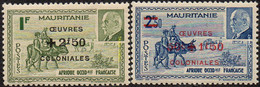 Détail De La Série Maréchal Pétain Surchargés -> Oeuvres Coloniales ** Mauritanie N° 131 Et 132 - 1944 Maréchal Pétain, Surchargés – Œuvres Coloniales