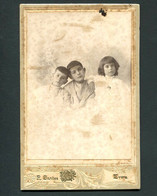 Fotografia Antiga 3 Crianças. Photographia R.Santos - ÉVORA. Old Cabinet Photo PORTUGAL - Alte (vor 1900)