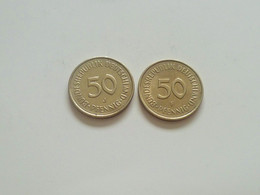 Vintage !  Lot Of 2 Pcs. Germany 1980 & 1982 - 50 Pfennig  Coin (#135-B) - Altri & Non Classificati