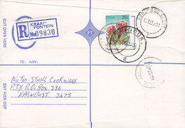 South Africa Registered Label KRAAI-FONTEIN 1981 Cover Brief EPPINDUST (Arr.) Flower Stamp (2 Scans) - Lettres & Documents
