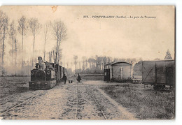 CPA 72 Pontvallain La Gare Et Le Train Tramway - Pontvallain