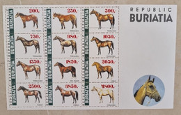 RUSSIE (ex URSS) Chevaux, Cheval, Hippisme, Equitation, Feuillet 12 Valeurs Neuf ** MNH Emis En 1997 - Chevaux