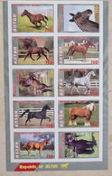 RUSSIE (ex URSS) Chevaux, Cheval, Hippisme, Equitation, Feuillet 10 Valeurs Neuf ** MNH Non Dentelé, Imperf - Chevaux