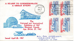CANADA. N°390 Sur Enveloppe Commémorative De 1967. Expo'67. - 1967 – Montreal (Canada)