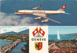 Genève, Swissair Et Différentes Vues, Circulée Pour Montferrand (Puy-de-Dôme) France, Le 19/ 08/ 1965 Oblitérée Bellevue - Bellevue
