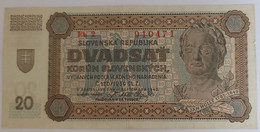 20 Korun SLOVENSKA: 11/09/1942  ETAT SPL - Slovakia