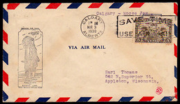 CANADA (1930) Indian Chief Holding Staff. First Flight Letter Calgary To Moose Jaw. - Premiers Vols