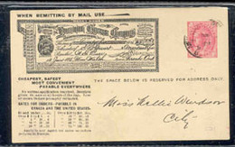 CANADA (1898) Money Order. Advertising Postcard From Dominion Express Company - 1860-1899 Regering Van Victoria