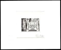 WALLIS & FUTUNA (1994) Symbols Of Freemasonry. Die Proof In Black Signed By The Engraver QUILLIVIC. Scott No 463 - Imperforates, Proofs & Errors