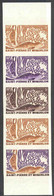 ST. PIERRE & MIQUELON (1969) Ringed Seals. Trial Color Proofs In Strip Of 5 With Multicolor. Scott No 389, Yvert No 391. - Imperforates, Proofs & Errors