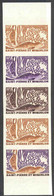 ST. PIERRE & MIQUELON (1969) Ringed Seals. Trial Color Proofs In Strip Of 5 With Multicolor. Scott No 389, Yvert No 391. - Non Dentelés, épreuves & Variétés