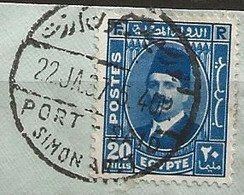 Timbre Egypte Belle Obliteration Port Simon - Used Stamps