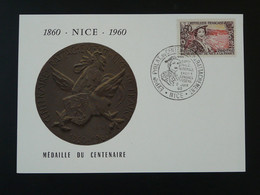 Carte Maximum Card Médaille Du Centenaire Du Rattachement Nice 06 Alpes Maritimes 1960 - 1960-69