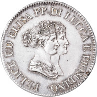 Monnaie, États Italiens, LUCCA, Felix And Elisa, 5 Franchi, 1805, Firenze, SUP - Lucca