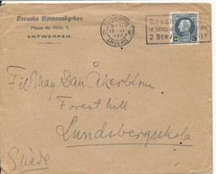 Belgium Cover Sent To Sweden Antwerpen 12-6-1927 Single Franked - Cartas