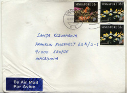 Singapore AirMail Letter Via Macedonia 1995 - Stamps:1994 Life In The Coral Reef,Fish/Fauna/Marine Life - Singapore (1959-...)