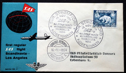 Greenland 1954 SAS First Flight Sdr. Strömfjord - Copenhagen 15-11-1954 ( Lot 1381 ) - Storia Postale