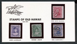 Hawaii. "Stamps Of Old Hawaii" Card With 4 Stamps (USED) - Hawai