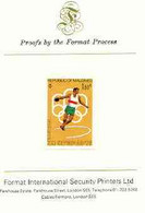 Maldive Islands 1976 Montreal Olympics 1r50 (Discus) Imperf Proof Format International Proof Card (as SG 660) - Malediven (...-1965)