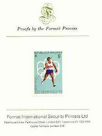 Maldive Islands 1976 Montreal Olympics 6l (Javelin) Imperf Proof Format International Proof Card (as SG 659) - Malediven (...-1965)