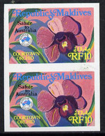 Maldive Islands 1984 'Ausipex' Stamp Exhibition Orchids 10Fr Imperf Pair - Malediven (...-1965)