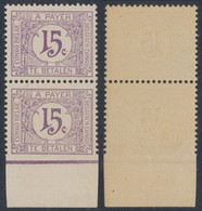 Congo Belge - TX68 En Paire Verticale + Curiosité : Bord Inférieur Non Dentelé / Charnière Sur La Curiosité. - Unused Stamps