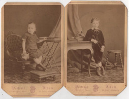 Photo Originale Cabinet XIXème Lot De 2 Enfants Sculpture Beaux Habits Mobilier Par PROVOST TOULOUSE - Anciennes (Av. 1900)