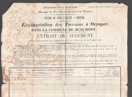 1856 PONT D'ARVANT BRIOUDE BEAUMONT / HAUTE LOIRE / CHEMIN DE FER GRAND CENTRAL / EXPROPRIATION  C2786 - Railway