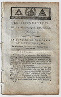 Bulletin Des Lois N°70 18 Vendémiaire An III 1794 La Convention Nationale Au Peuple Français/Cambacérès Eschassériaux - Décrets & Lois