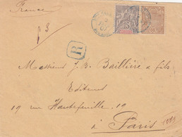 LETTRE. NOUVELLE CALEDONIE. N° 61 ET N° 94. 2 FEVR 1907. RECOMMANDE DE BOURAIL POUR PARISPAR NOUMEA - Cartas & Documentos