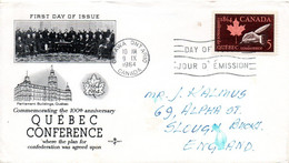 CANADA. N°357 De 1964 Sur Enveloppe 1er Jour. Conférence De Québec. - 1961-1970