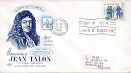 CANADA. N°325 De 1962 Sur Enveloppe 1er Jour. Jean Talon, Intendant De La Nouvelle France. - 1961-1970
