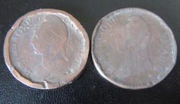 France - Curiosité - 2 Monnaies Un Décime Dupré Transformées En Palets De Jeu - Varianten En Curiosa