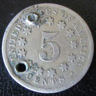 Etats-Unis / USA - Monnaie 5 Cents Shield 1868 Percée - 1866-83: Shield (Stemma)