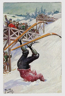 Fantaisie Illustrateur Arthur THIELE ( RARE ) : Skieur Tombé Les Skis En L'air - Circulée En 1912 - 2 Scans - Thiele, Arthur