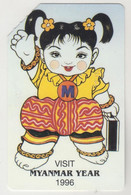 MYANMAR - Myanmar Year 1996, Arrow And 'PHONE CARD' (Dark Green), 100 U ,1996, Tirage 340.000, Used - Myanmar (Burma)