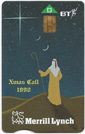 UK - BT (Chip) - BCP-132 - PRO450 - Merrill Lynch - Xmas Call 1998, 3£, 2.000ex, Mint - BT Promociónales