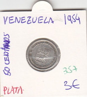 CR0357 MONEDA VENEZUELA PLATA 0,50 CTS 1954 - Venezuela