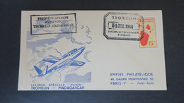 Lettre 1ere Liaison Aerienne Tromelin ( Meteo ) Madagascar Juillet 1954 - Covers & Documents