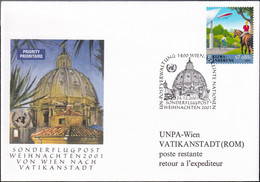 UNO WIEN 2001 Sonderflugpost Weihnachten 2001 Wien - Vatikanstadt Brief - Cartas & Documentos
