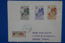 U 24 COTE D IVOIRE BELLE LETTRE RECOM.   1947 ABIDJAN   POUR AURILLAC FRANCE +  AFFRANCH. INTERESSANT - Brieven En Documenten