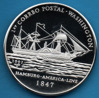 CUBA 10 PESOS 1997 1er Correo Postal  Washington  KM# 609 	Argent 999‰ SILVER PROOF HAMBURG-AMERICA-LINE - Cuba