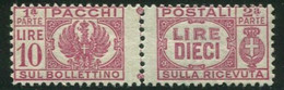 LUOGOTENENZA 1946 PACCHI POSTALI 10 L. ** MNH - Ongebruikt